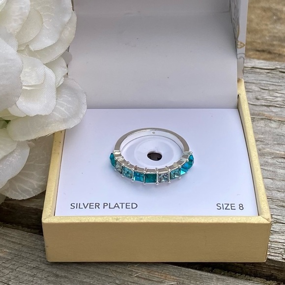 NWT CHARTER CLUB MULTI-BLUE CUBIC ZIRCONIA SILVER RING - 8 - Picture 6 of 6